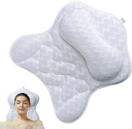 Oreiller De Douche Avec Aspiration - Coussin De Baignoire 4D Respirant Pour Le Support Du Cou | Oreiller De Bain De Spa De Luxe, Oreiller De Baignoire Antidérapante Pour Les Accessoires De Bain Confor
