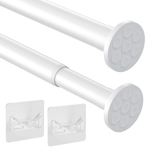 VirtuGro 70-120cm Tringle Rideau Extensible sans Percage peut Supporter 20KG Tringle Rideau Douche Barre Telescopique Robuste&Épais Pour Armoires Salles de Bains Placards Blanc