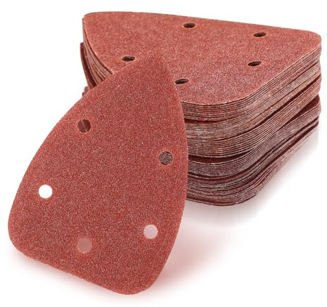60 Pcs Mouse Sanding Padss, Multi Tool Sanding Pads for Mouse Sander Pads 60 Grit, Hook and Loop 5 Holes Triangular Sand Paper for Electric Sander Accessories