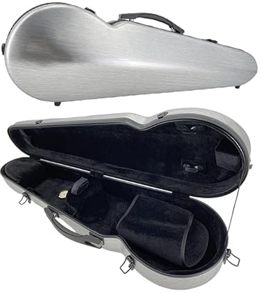 Conboxus Estuche de violín compuesto de carbono 4/4, carcasa rígida de viaje, acolchado de suspensión, correas de mochila, construcción ultraligera, protección, impermeable, duradero (plateado)