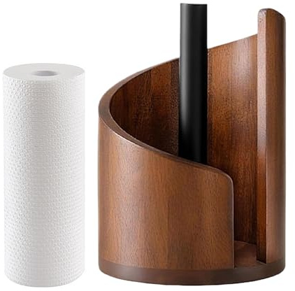 Portarrollos de cocina de pie, dispensador de rollos de papel de madera, para despensa, baño, escritorio, mesa de inodoro, guardería, apartamento, coche, dormitorio