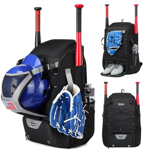 Borsa Da Baseball Per Ragazzi - Borsa Leggera Per Attrezzatura Sportiva, Robusto Materiale In Poliestere Con Gancio Per Recinzione E Scomparti Spaziosi Per Pipistrelli, Caschi, Guanti, | Raga