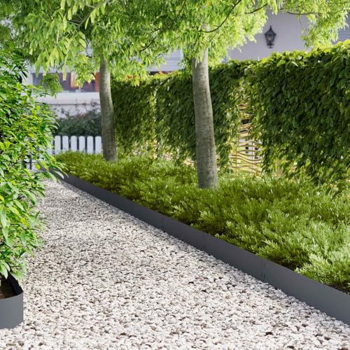 Ordellia 20 cercas para césped de acero, 100 x 20 cm, con recubrimiento en polvo en antracita, flexibles como cercado de parterres, bordes de césped, bordes de parterres, bordes de jardín para camino