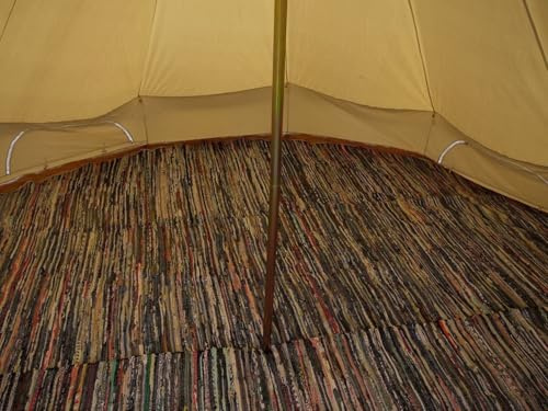 Bell Tent Boutique Bell Tent Chindi Rag Rug – Hand Loomed Recycled Cotton – Half Moon or Full Floor Mat – Fits 3m to 6m ZIG Tents
