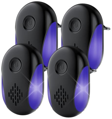 Etpark Répulsif Ultrason Souris et Rats 4 Pack, Puissant Ultrasonique Contre Les Nuisibles for Anti Mouse Rats Rongeurs Araignée and Other Pests Efectively