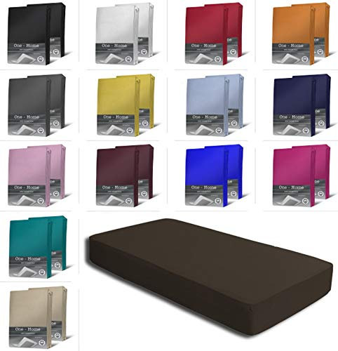 2er Set Jersey Spannbettlaken Spannbetttücher Bettlaken Spannbetttuch weiche Baumwolle mit Rundumgummizug, Farbe: Braun, Maße: 2er Pack 140-160 x 200 cm