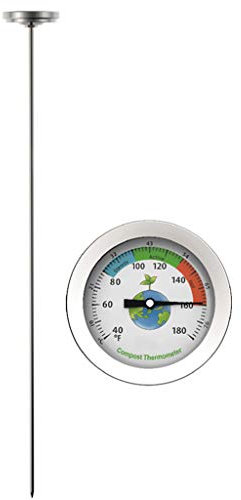 BIlinli 50cm Acero Inoxidable Compost Termómetro de Suelo Celsius Jardín de medición 40-180 ℉ Dial Temperatura