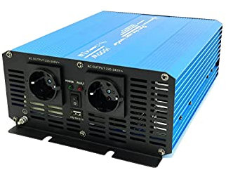 solartronics Spannungswandler TS1500 12V auf 230V 1500 Watt 3000 Watt Anlaufstrom Reiner Sinus blau Solar Inverter Wechselrichter USB AC Steckdosen