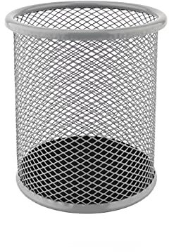 LEVIATAN Metall Stifteköcher - Stiftehalter rund aus Drahtmetall - Mesh Multifunktions Becher für Kugelschreiber - Stifte Halter für Büro/Schule Ø91 mm, Aschgrau