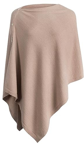 PULI Women Knitted Poncho Button Shawl Wraps Cashmere Feel Cadigan for Winter