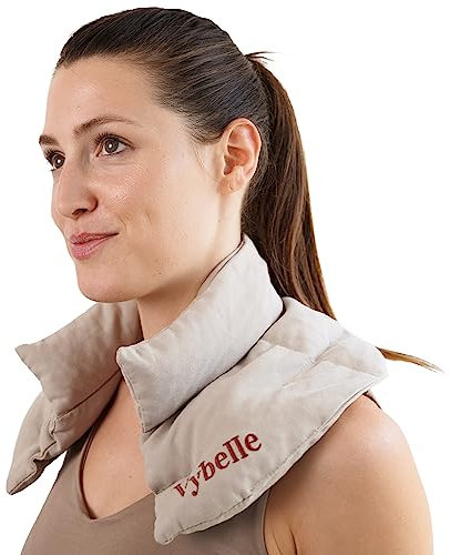 Vybelle® Körnerkissen Nacken (5-Kammer) Wärmekissen Mikrowelle [mit wohltuenden Lavendelblüten] Kirschkernkissen Bezug aus atmungsaktive Baumwolle - Entspannung Nacken Schulter