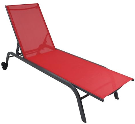 VCM Sonnenliege rollbar | Maße ca. L. 192 x H. 32 x B. 58 cm | Liegestuhl mit Verstellbarer Rückenlehne | Strandliege - Sonlas 192x58