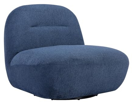 Vente-unique - Sillón Giratorio de Tela Texturizada Azul POZETI