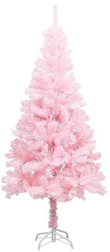 Somanki Konstgjord julgran med stativ, julträddekorationer, konstgjord gran, julgran, rosa PVC 240 cm