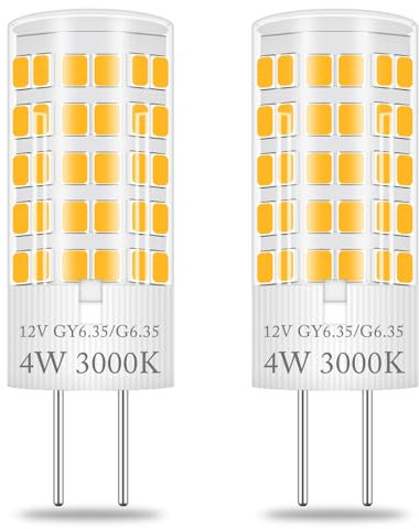 XIMNCHNI GY6.35 LED Lampe 4W Ersetzt Halogen 35W 40W 50W 12V Warmweiß 3000k Led Lampe Bi-Pin Sockel JC Typ 2-Stifte Led Glühbirnen G6.35 Ersatz für Halogen Stiftleuchte JCD LED 2er-Pack