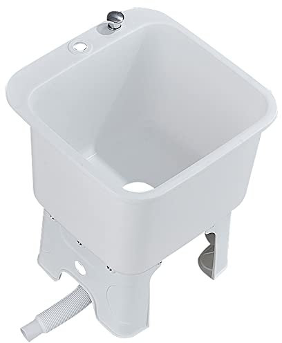 Slop Sinks,Floor Mop Sink with Drain Button, Free Standing Wash Station Commercial Mop Service Basin for Kitchen/Restaurant/Business (40cm)
