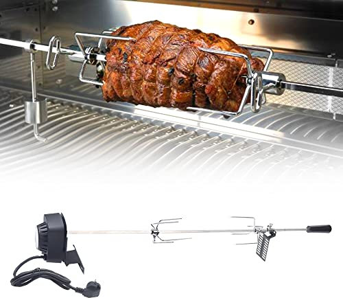 PurpleMinder 80cm Elektrischer Drehspieß Grillspieß Set, 220V Grillspieß Rotisserie Edelstahl Drehspieß Set Elektrischer Drehspiess für BBQ Rotisserie Grillspiess Drehspiess Gasgrill