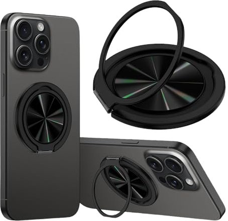 KOEMCY Soporte para Movil Anillo Movil Dedo Soporte Adhesivo para Teléfono Phone Holder Soporte Movil Mesa Sujeta Movil Mano Accesorios Movil Anillo Ligero para Movil(Negro)