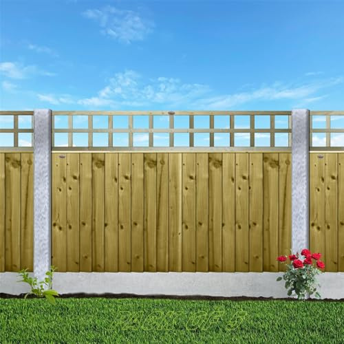 Premier Flat Pack of 5 6x1ft (W: 6ft x H: 1ft) Frameless Rough-Sawn Square Trellis Pressure-Treated Garden Panel with 100-120mm Squares Fence Topper/Wall Art Width 1828mm x Height: 300mm