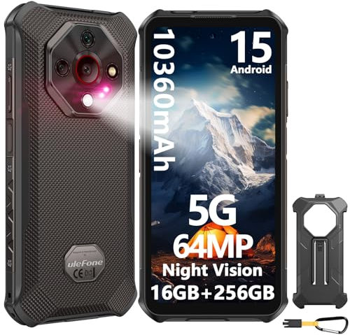 Ulefone Armor X16 Pro Rugged Smartphone 5G Android 15, 16GB+256GB/2TB 10360mAh 33W 64MP Night Vision Dimensity 6300 6.56 120Hz Dual SIM IP68 Mobile Phone Fingerprint ID GPS NFC UK -Wasteland Shadow