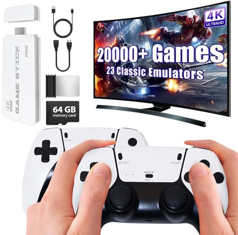 Ozvavzk Console de Jeux Rétro, 2025 Upgraded Console Retrogaming 20.000+ Jeux Classiques, avec 2 Manettes sans Fil HDMI pour TV Plug & Play, Cadeau pour Famille et Adultes
