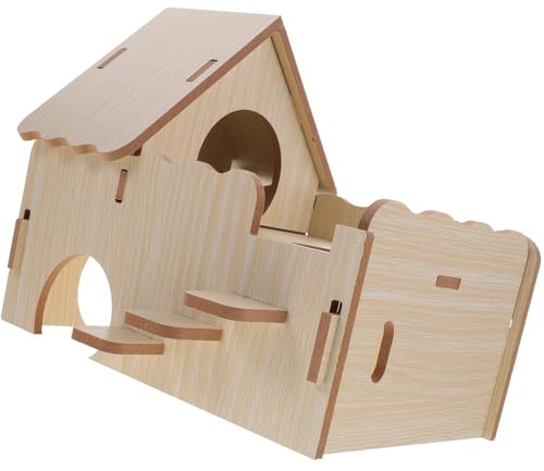 SHINEOFI Maison en Bois Khaki pour Cages à Cobayes Fonction Multi-Usage, Sûre à Mordre, pour DIY Peinture et Entraînement des Petits Animaux