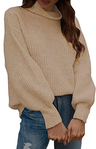 QJDFLL Pull décontracté en Tricot à Manches Longues pour Femmes(Kaki,M)