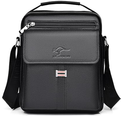 LOCOERDAISHU Men's Genuine Leather Shoulder Bag, Retro Crossbody Messenger Bag, Casual Travel Satchel with Adjustable Strap, Business Daily Use for Phone Wallet Keys Passport