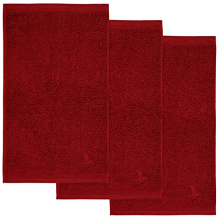möve Superwuschel Gästetuch 30 x 50 cm aus 100% Baumwolle, ruby 3er Set