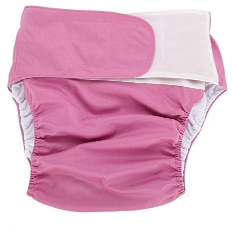 Adult Diaper Pants Incontinence Nappy, Adjustable Washable Dual Opening Pocket Reusable Leakfree Insert Cloth Diapers for Disability Care(Rose)