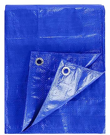 KAV 1.8x1.20M (4x6 FT) Universal Premium Cover 80gsm Tarpaulin Waterproof Heavy Duty Tarp with Eyelets Ground Sheet in Blue for Garden Furniture, Pool, Car, Truck