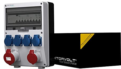 Doktorvolt Stromverteiler Baustromverteiler TD-S/FI Mennekes Steckdosen Schuko 4x230V 32A 16A 400V Siemens Komplett Fi Schalter Stromverteiler Außenbereich mit CEE Steckdosen Kombination