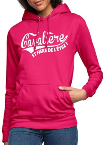 Spreadshirt Sweat À Capuche Femme Équitation Cheval Equipement, Vêtement Cavalière Et Fière De l'Être, Cadeau Équitation Sweat Cheval, L, Rubis