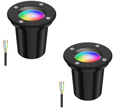 ledscom.de 2 pièces luminaire encastré de sol BOLI pour l'extérieur, IP67, noir, rond, 108mm Ø incl. lampe LED RGB, smart 473lm