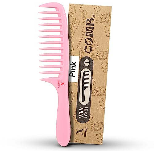 Nimxy Pink Wide Tooth Comb for Curls 1 Pc - Curl Comb with Comfortable Handle for Detangling Medium to Long Wet and Wavy Hair - hairdressing & Styling