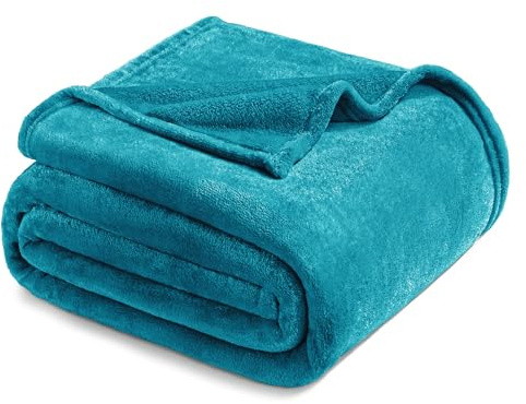 Exclusivo Mezcla Soft Fleece Double Size Blanket for Bed, Teal | 150x200 CM, Double-Sided Brushed Flannel Blanket, Lightweight Plush Cozy Sofa Throw for Living Room, Machine Washable