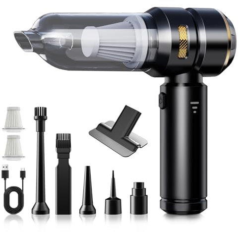 Handstaubsauger, 18000Pa 3-in-1 Handstaubsauger Akku Kabellos, 3-Gang Leistungsstarker Auto Staubsauger Stark, Wiederaufladbarer Mini Staubsauger Für Auto, Haus & Tierhaar Reinigung, Schwarz
