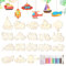 Qichan 32 Stück Fahrzeug Holzbastelsets Kinder, Auto Holz Bastelset mit 12 Aquarellstifte, Strasssteine Selbstklebend und Juteseil, Auto Holz Bastelset, Kindergeburtstag Basteln für Kinder
