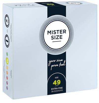 MISTER SIZE Kondomer – Extra Tunna & Ultra Mjuka – Naturlig Känsla – Extra Glid – Perfekt Passform – Naturlig Gummilatex – Maximal Säkerhet – 36-pack, 49 mm