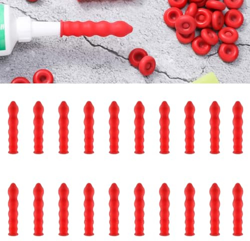 20PCS Caulk Cap Covers - Sealant Nozzles - Silicone Nozzles - Reusable Caps for Sealing and Preserving - Universal Fit (Red)