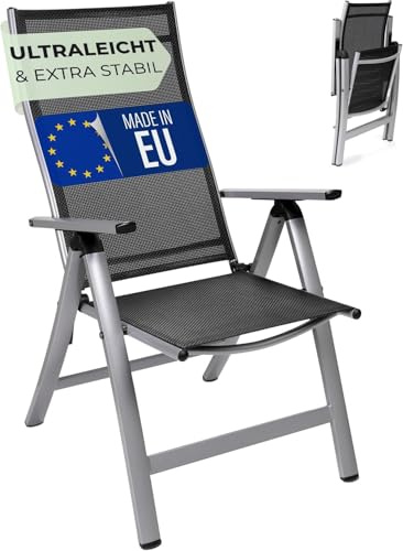 Homeoutfit24 London Gartenstühle 3er Set, Made in Europe, Balkonstuhl klappbar, Hochlehner Gartenstuhl, Esszimmerstuhl, Balkon & Terrasse, verstellbar, Terrassenmöbel, Campingstühle, wetterfest