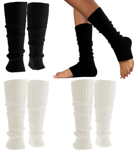 3 Pairs Leg Warmers, 80s Ribbed Knitted Ladies Preppy Boot Socks, Stylish Y2k Sports Party Yoga Ballet Accessories for Women Girls