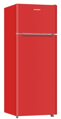 BANGSON 7.7 Cu.Ft Refrigerator with Top Freezer Apartment Size, Fridge for Small Spaces, Office Studio, Energy Saving Low Noise Adjustable Thermostat, Red