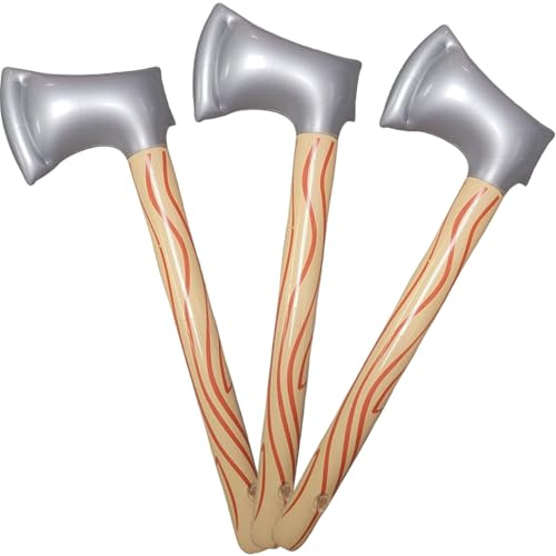 Muzrunq Axe, 23 Inch Realistic Leakproof PVC Inflatable Toys, Handheld Lightweight Halloween Props for Cospaly, Party Favor 3pcs PVC Inflatable Halloween Draft Sword Machete Savage Axe.