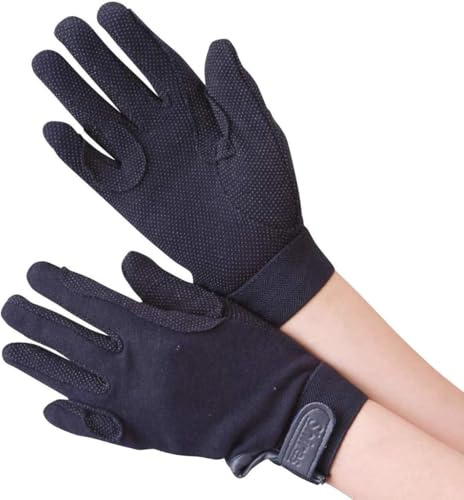 Shires Barnhandskar, bomull (kornig struktur), damer unisex baby – pojkar män, S-GR-880, svart, M – 4–5 år
