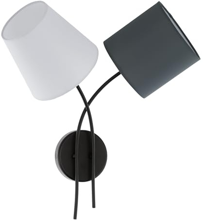 EGLO Vägglampa Almeida, 2-flammig textil väggbelysning, material: stål, tyg