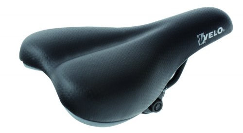 Velo Junior Jugendsattel, Fahrradsattel, Kindersattel, O-Zone Base Cut, ARC-TECH gefederter Stützpunkt, Abriebschutz, 16 Zoll bis 24 Zoll, inkl. Sattelklemmschelle, 227x145mm