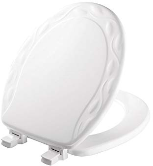 Mayfair Never Loosens Round White Molded Wood Toilet Seat