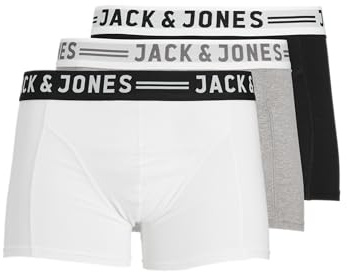 JACK & JONES Sense Trunks 3-Pack Boxer, Grigio (Light Grey Melange), Small (Pacco da 3) Uomo