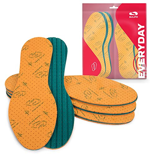 SULPO 4 paia di solette con estratto di aloe vera, solette per scarpe anti-sudore, per un fresco profumo, in schiuma di lattice, antiodore, suola anti odore, Beige (beige.), 44 EU